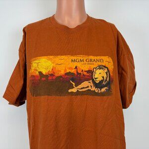 MGM Grand Hotel Casino T Shirt Mens Size 2XL Brown Lion Exhibit Las Vegas